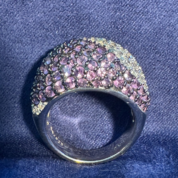 1.76CTW AFRICAN AMETHYST AND 2.77CTW WHITE ZIRCON STERLING SILVER RING - Size 7 - Picture 2 of 4